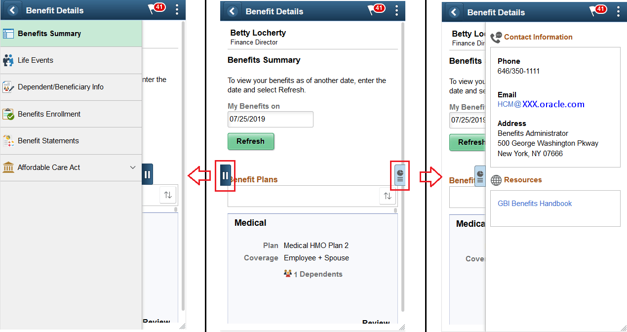SFF Benefit Details - Benefits Summary page with panels