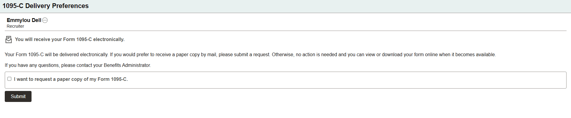 1095-C Delivery Preferences Page