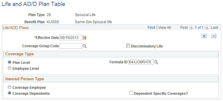 Life and ADD Plan Table page