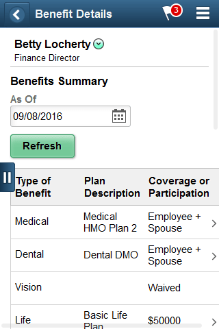 (Smartphone) Benefits Summary page