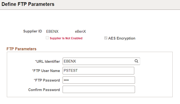 Define FTP Parameters Page