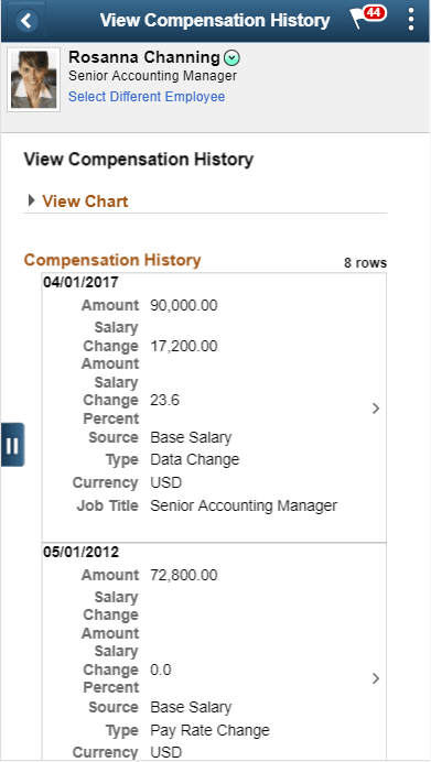 (Smartphone) View Compensation History page (Fluid)