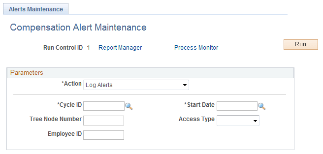 Compensation Alerts Maintenance page