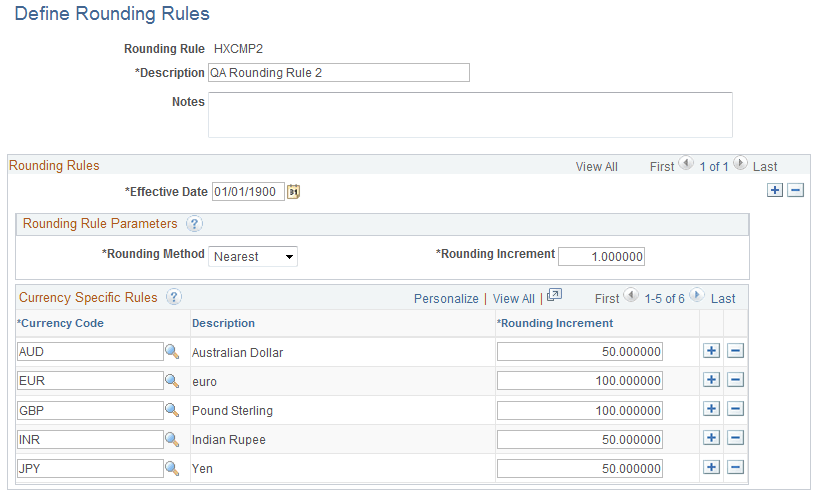 Define Rounding Rules page