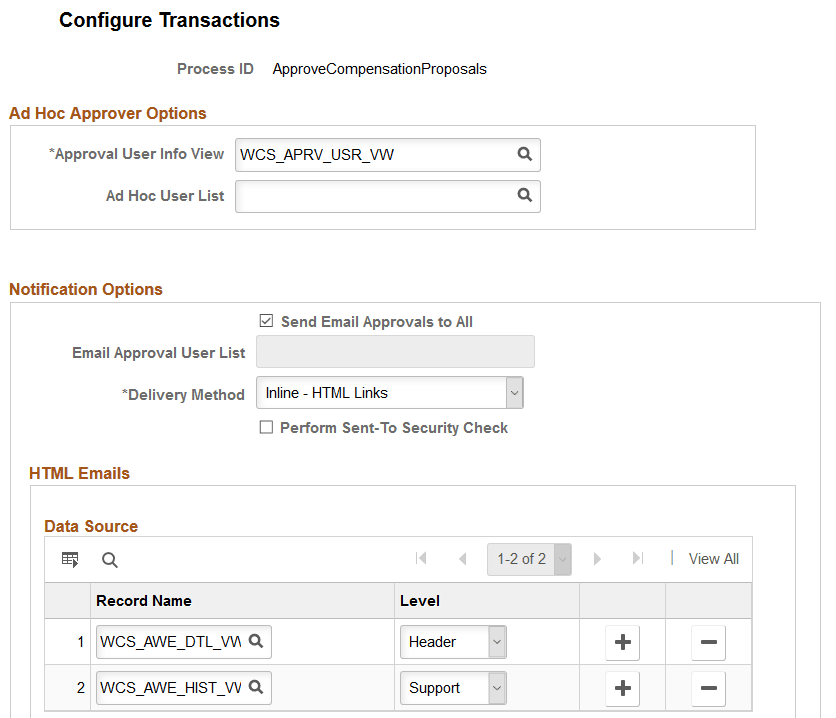 Approve Compensation Proposals process displayed on the Configure Transactions page (1 of 3)