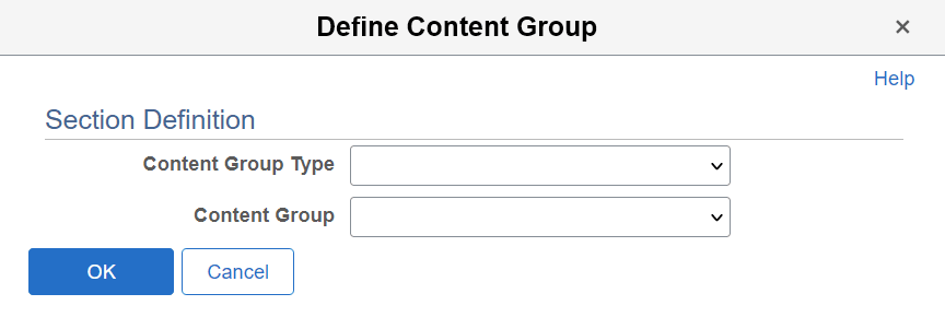 Define Content Group page