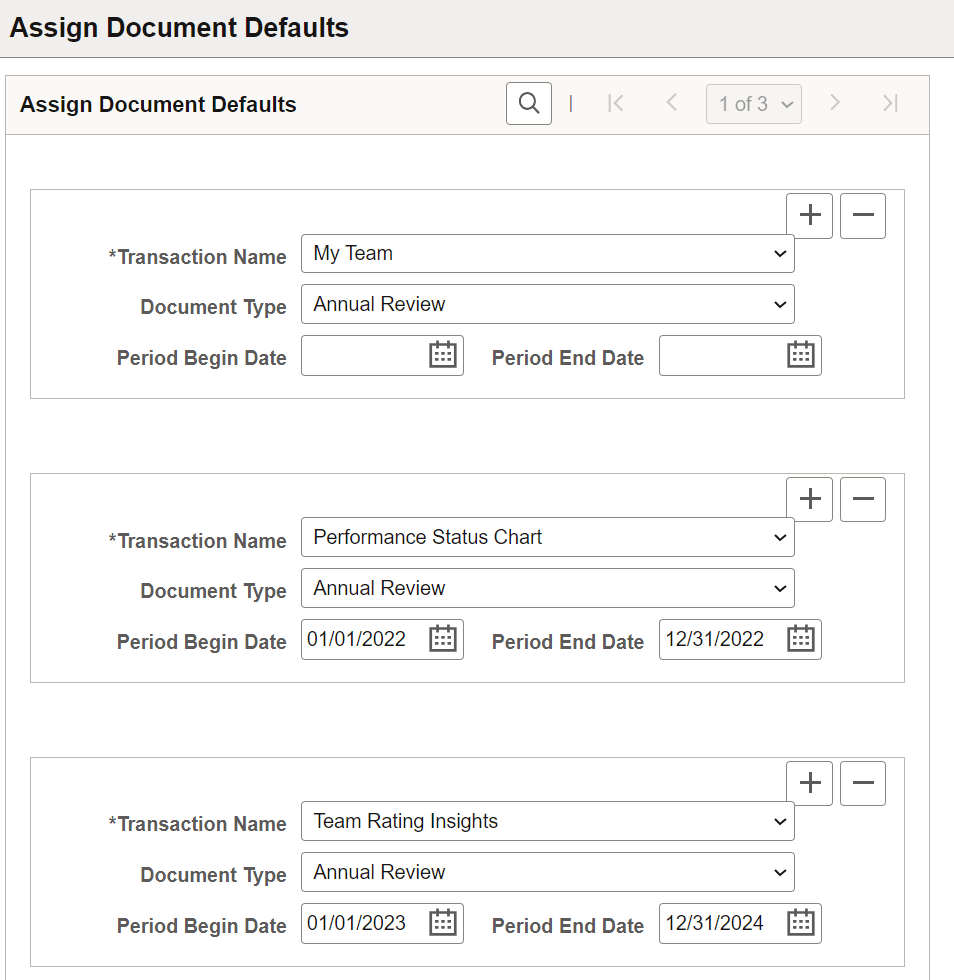 Assign Document Defaults page