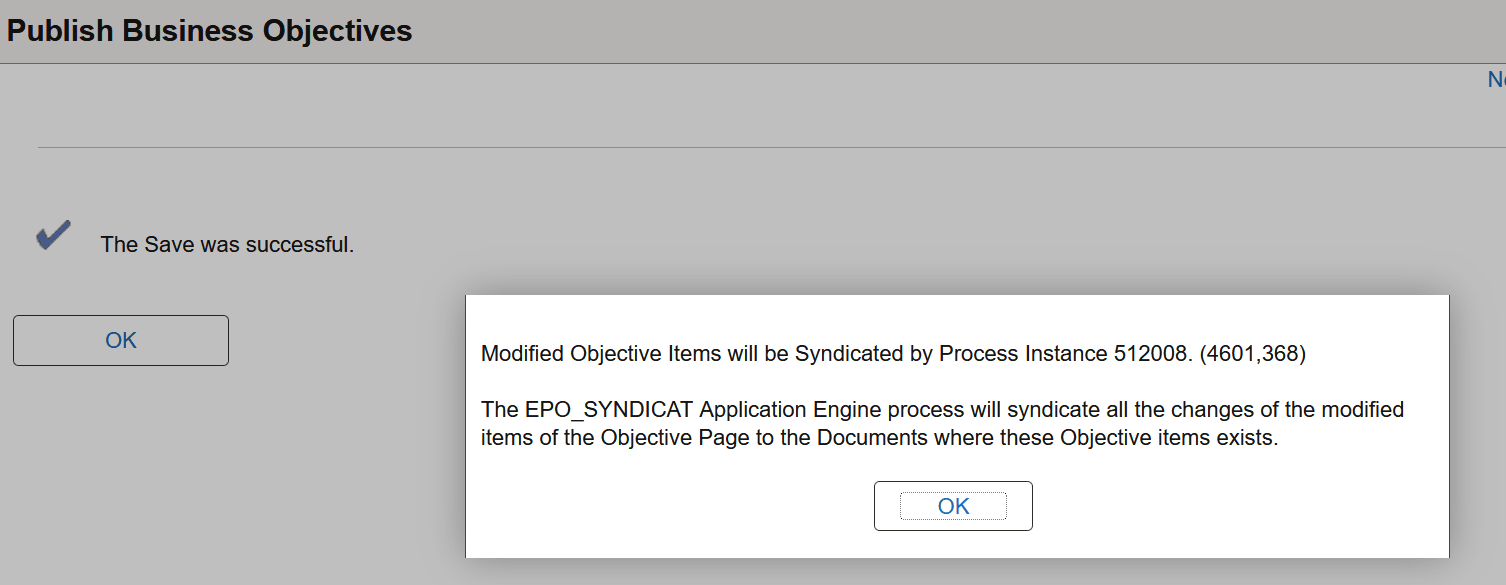 Process for syndication confirmation as popup message