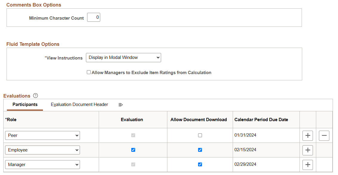 Template Definition - General page (2 of 2)