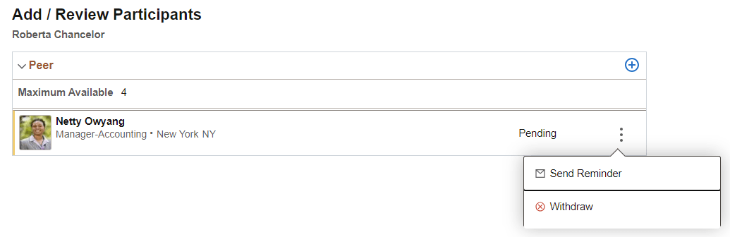 More Actions menu for participant review