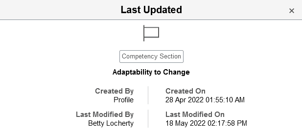 Last Updated page for an item