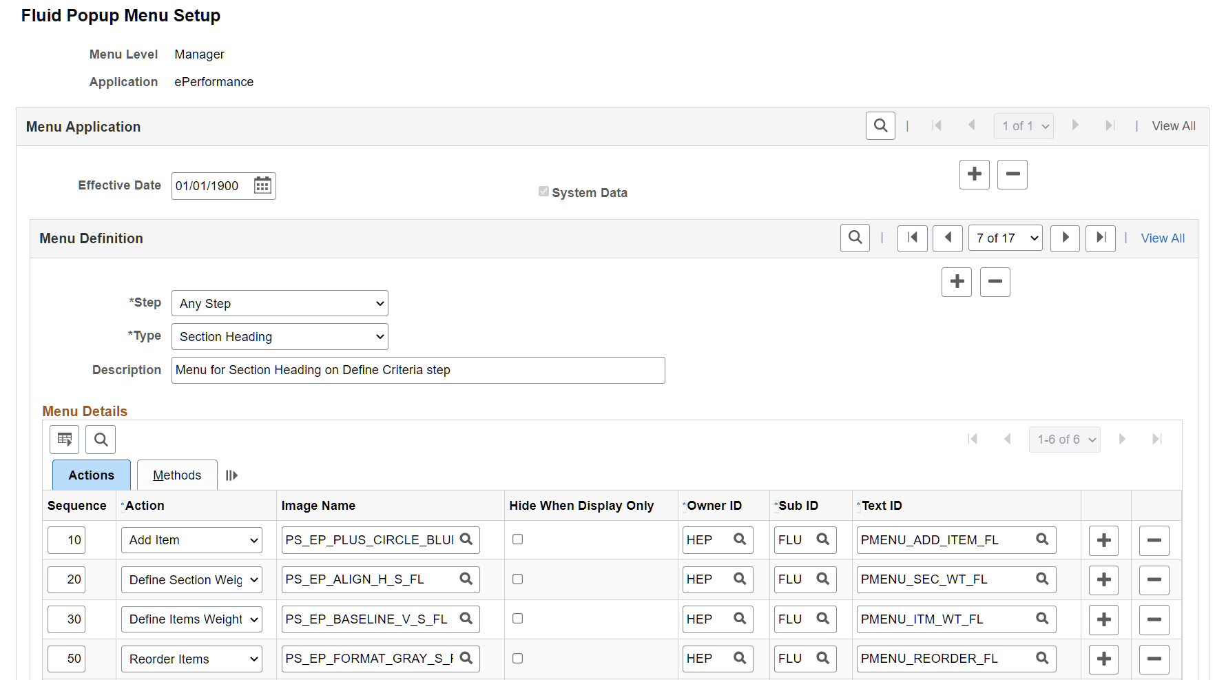 Fluid Popup Menu Setup page