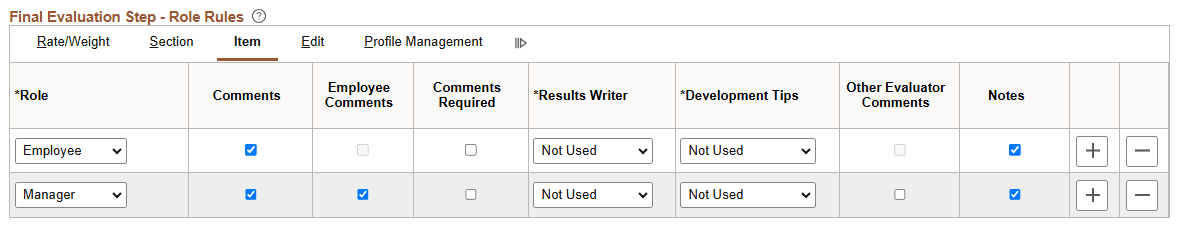 Final Evaluation Step - Role Rules: Item