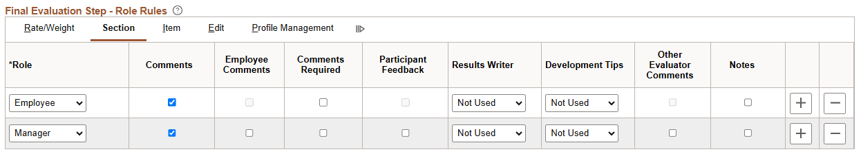 Final Evaluation Step - Role Rules: Section