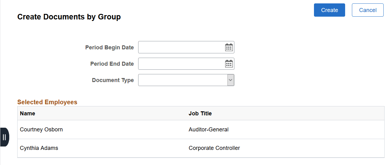 Create Documents by Group - Document Creation Details page (Team Performance)