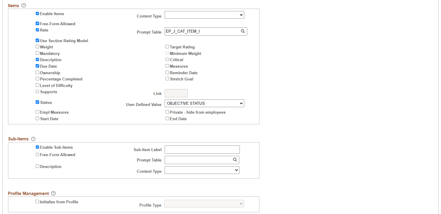 Template Definition - Structure page (2 of 3)