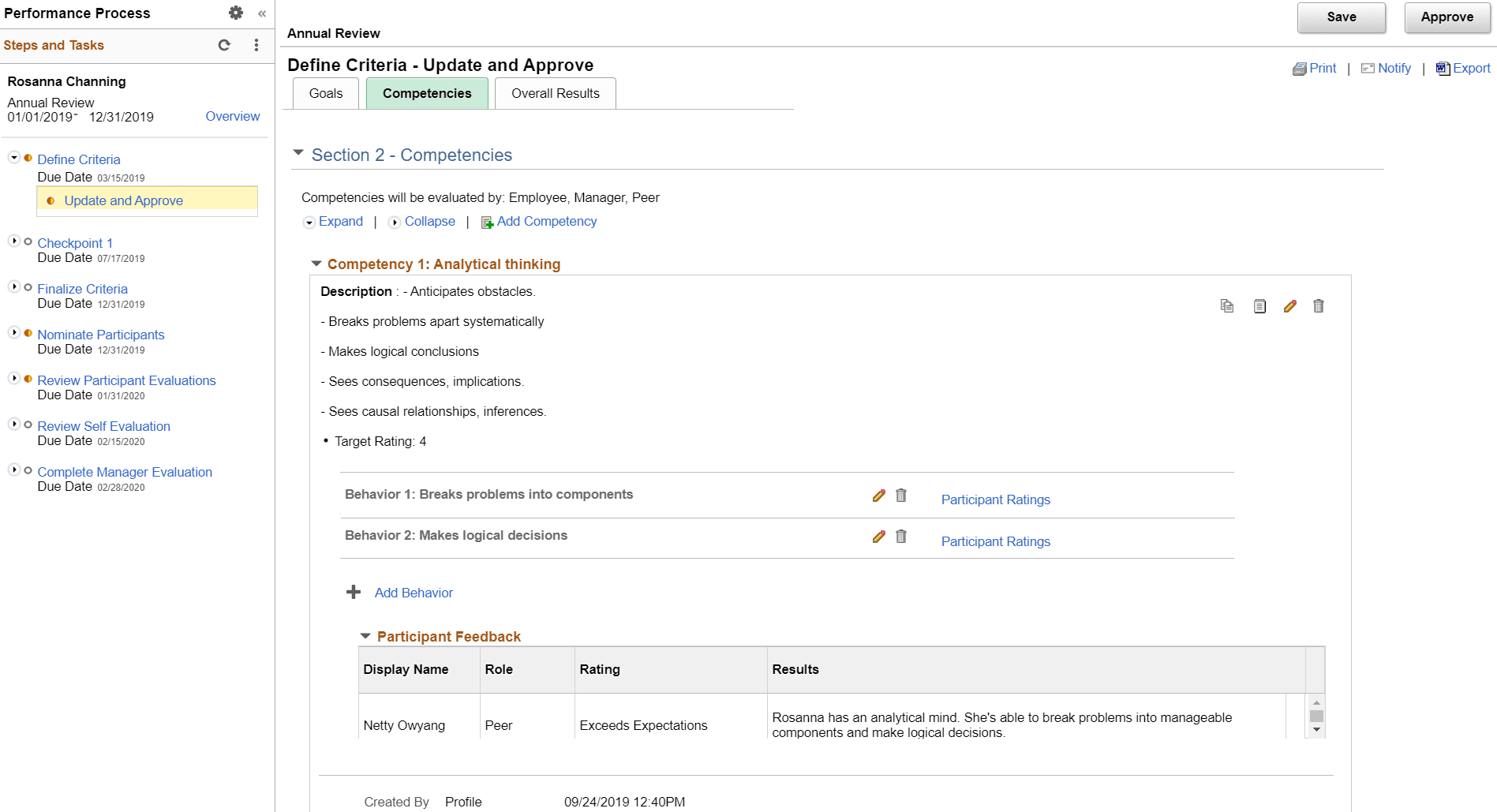 Define Criteria page (2 of 2)