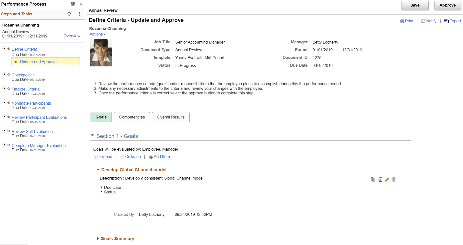 Define Criteria page (1 of 2)