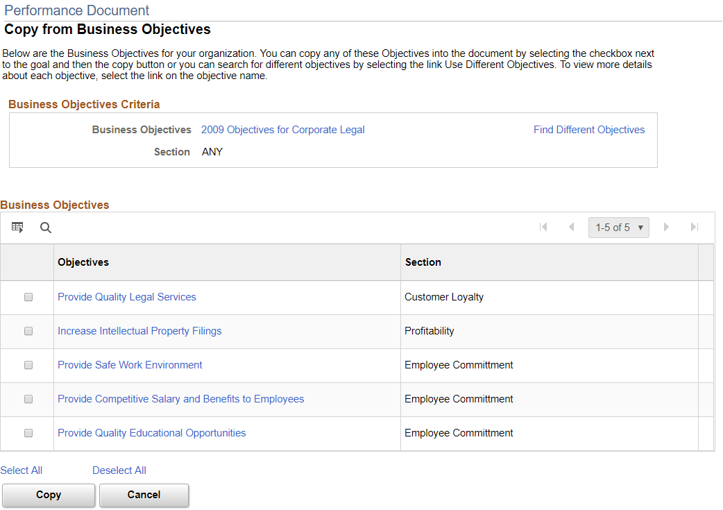 Copy from Business Objectives page