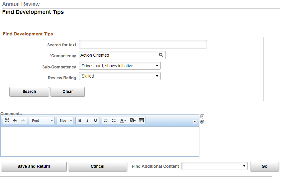Find Development Tips page