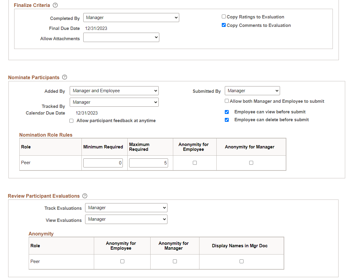 Template Definition - Process page (2 of 3)