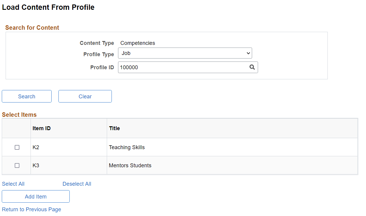 Load Content From Profile page