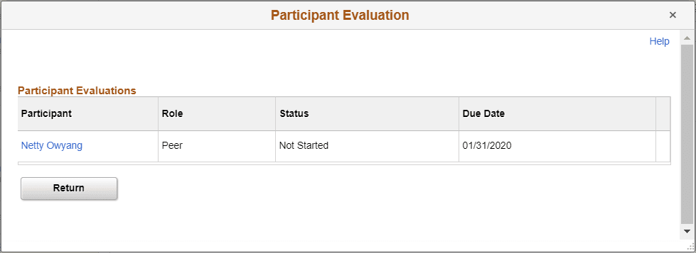 Participant Evaluation page