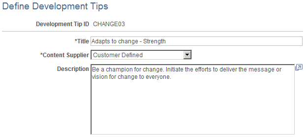 Define Development Tips page