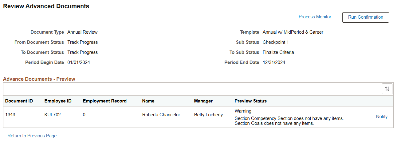Review Advanced Documents - Detail page