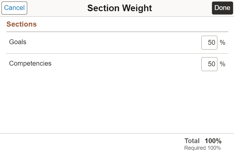 Section Weight page