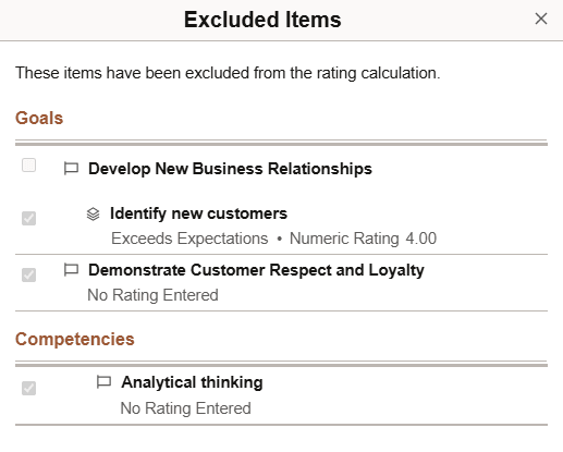Excluded Items page (overall summary)