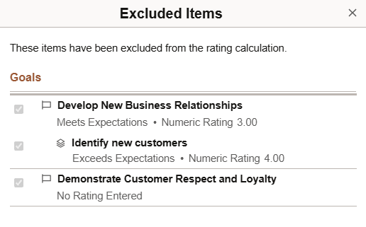 Excluded Items page (section summary)