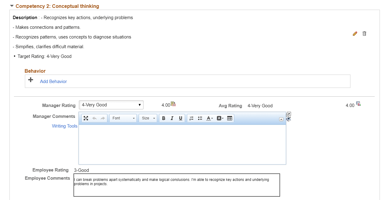 Manager Evaluation page (3 of 4)