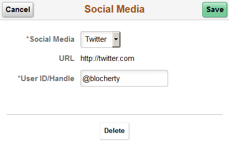 Social Media (Detail) page