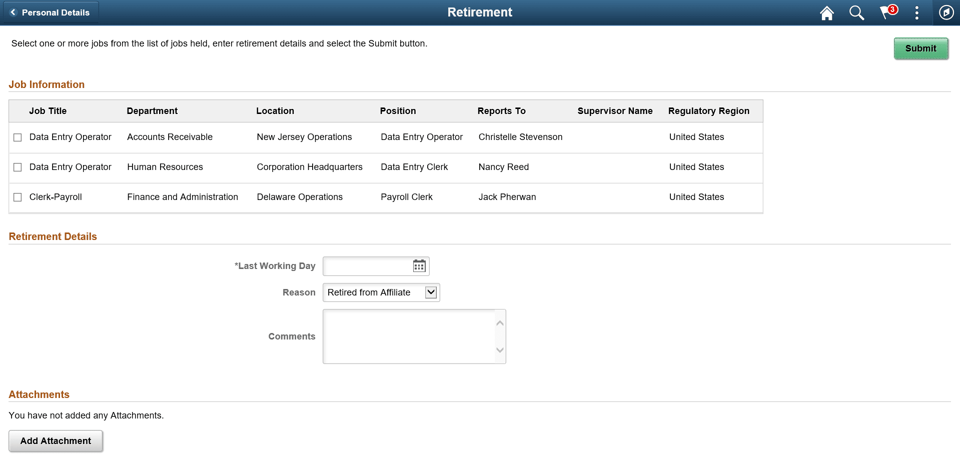 Retirement page - multiple jobs