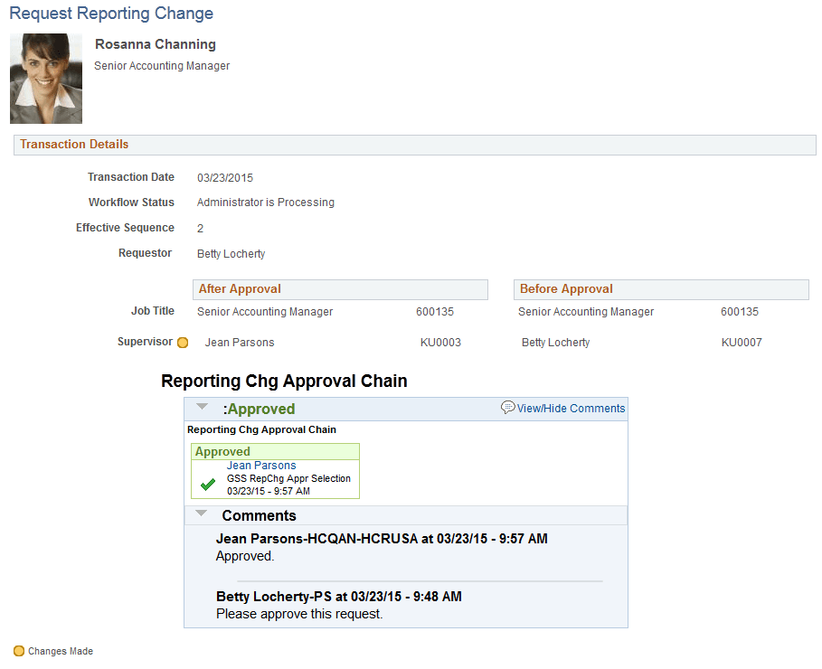 <><Transaction Name> page for reviewing submitted transactions