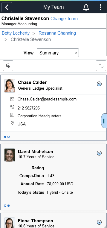 (Smartphone) My Team - Summary page: card view