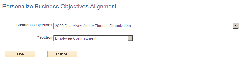 Personalize Business Objectives Alignment page