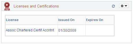 Licenses and Certifications pagelet