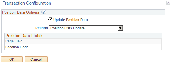 Transaction Configuration - Position Data Options page
