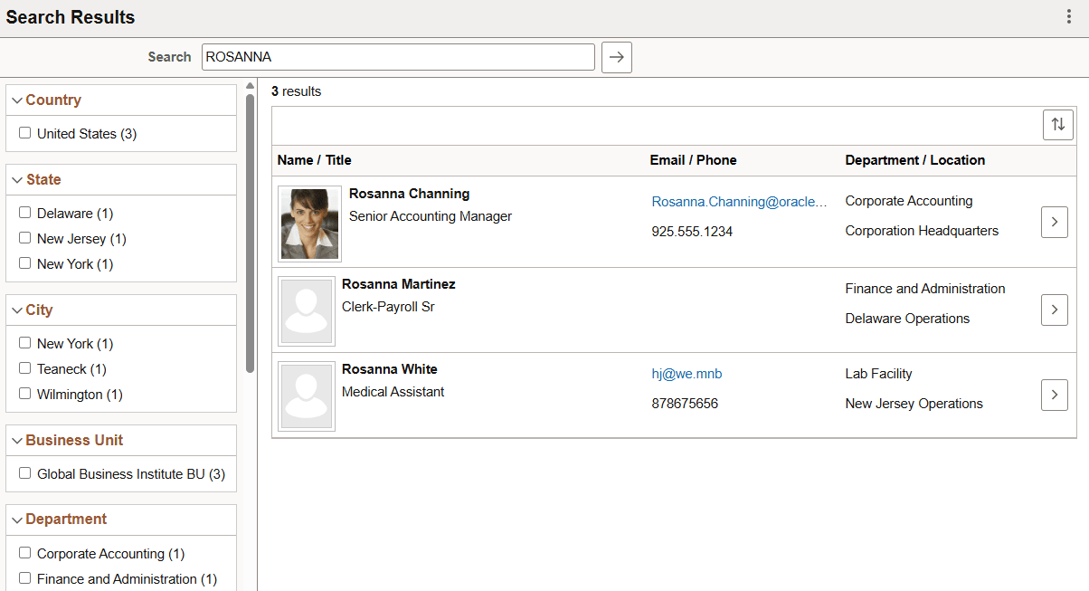 (Tablet) Employee Snapshot - Search Results page