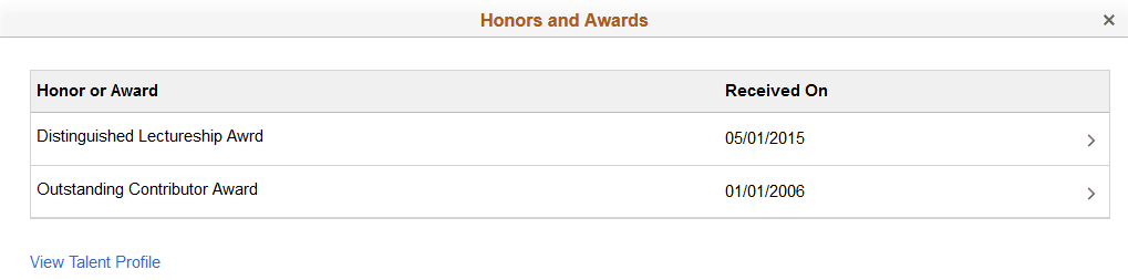 Honors and Awards page