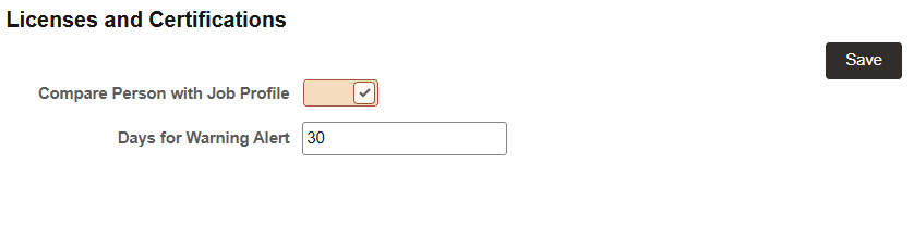 Configure Employee Snapshot - Licenses and Certifications page