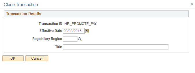 Clone Transaction secondary page
