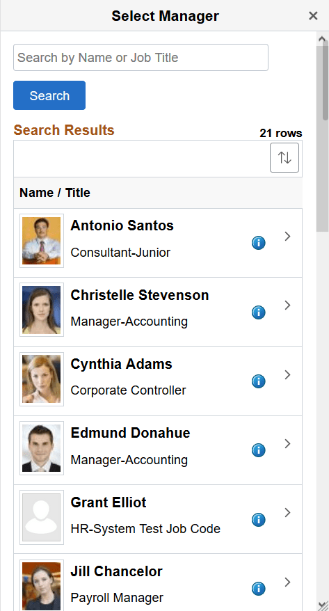 (Smartphone) Select Manager page