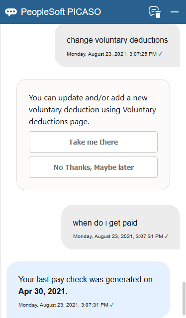 Example of voluntary deduction and pay schedule inquiries