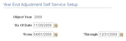 Year End Adjustment Self Service Setup page
