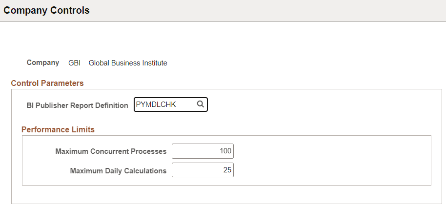 Company Controls page