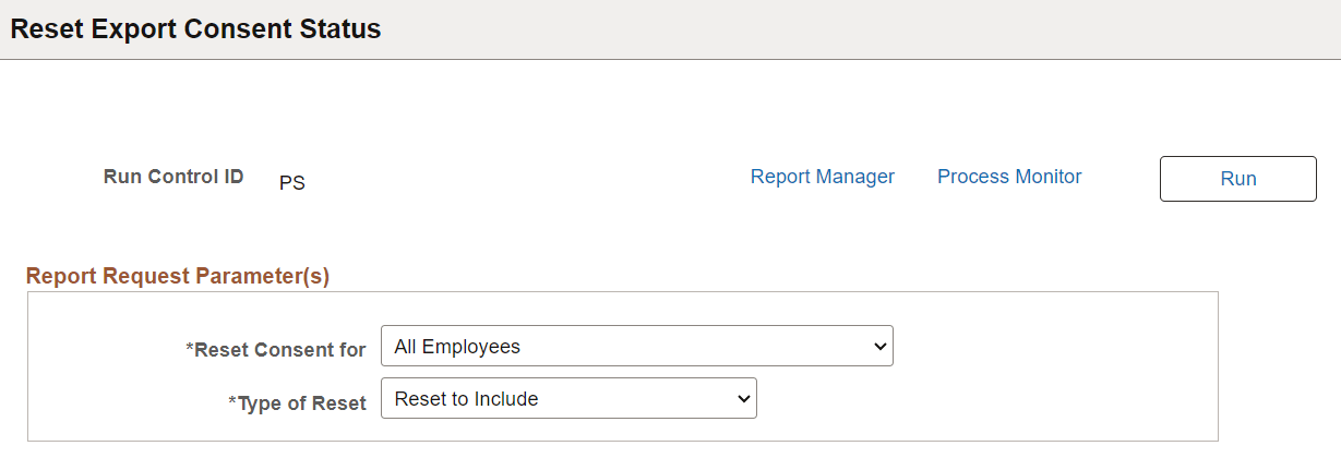 Reset Export Consent Status page