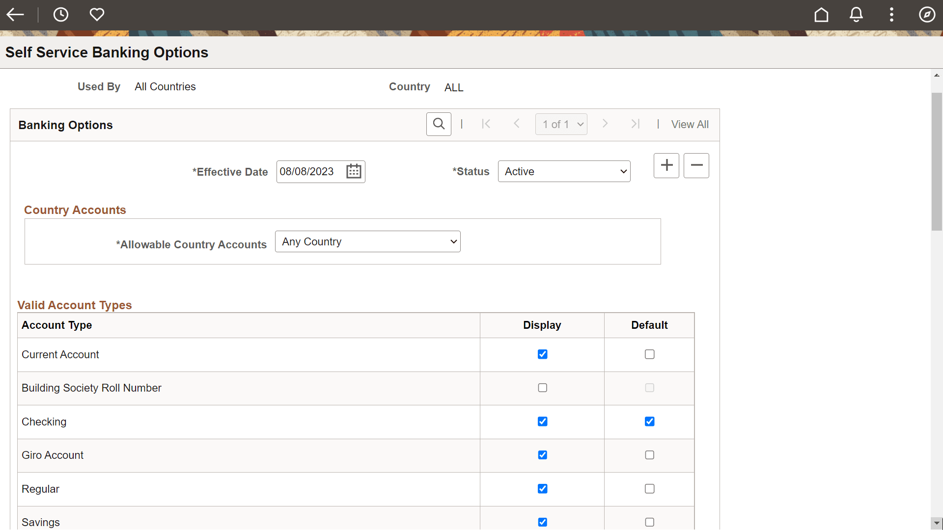 Banking Options page1